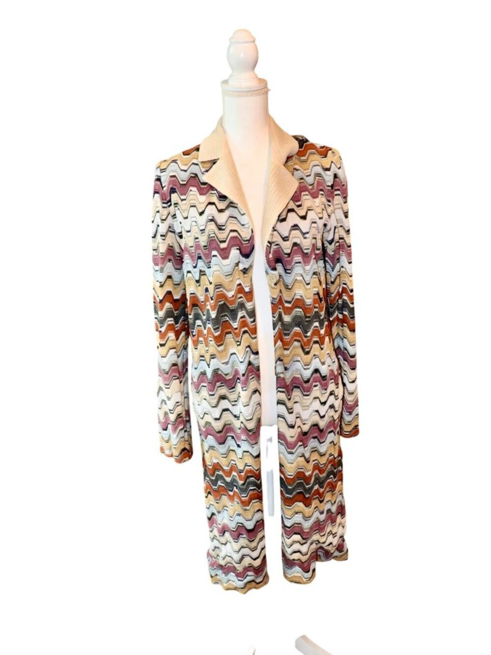 Missoni for Nordstrom Chevron Knit Long Cardigan With Cream Collar